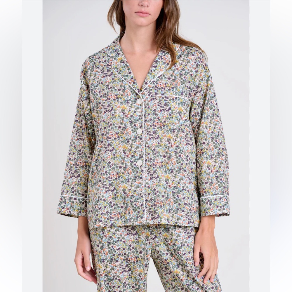 Sleepy Jones Floral Button-Up Pajama Top M